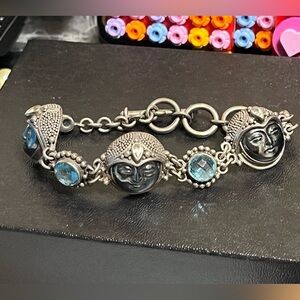 Sajen Sterling Carved Faces Bracelet